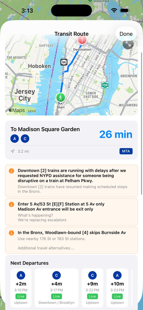 Commuteur next departures with live times